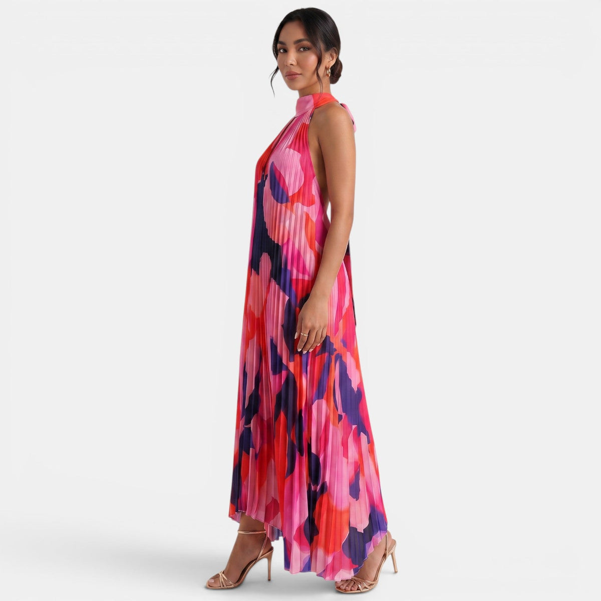 Vestido Largo Floral Halter Verano