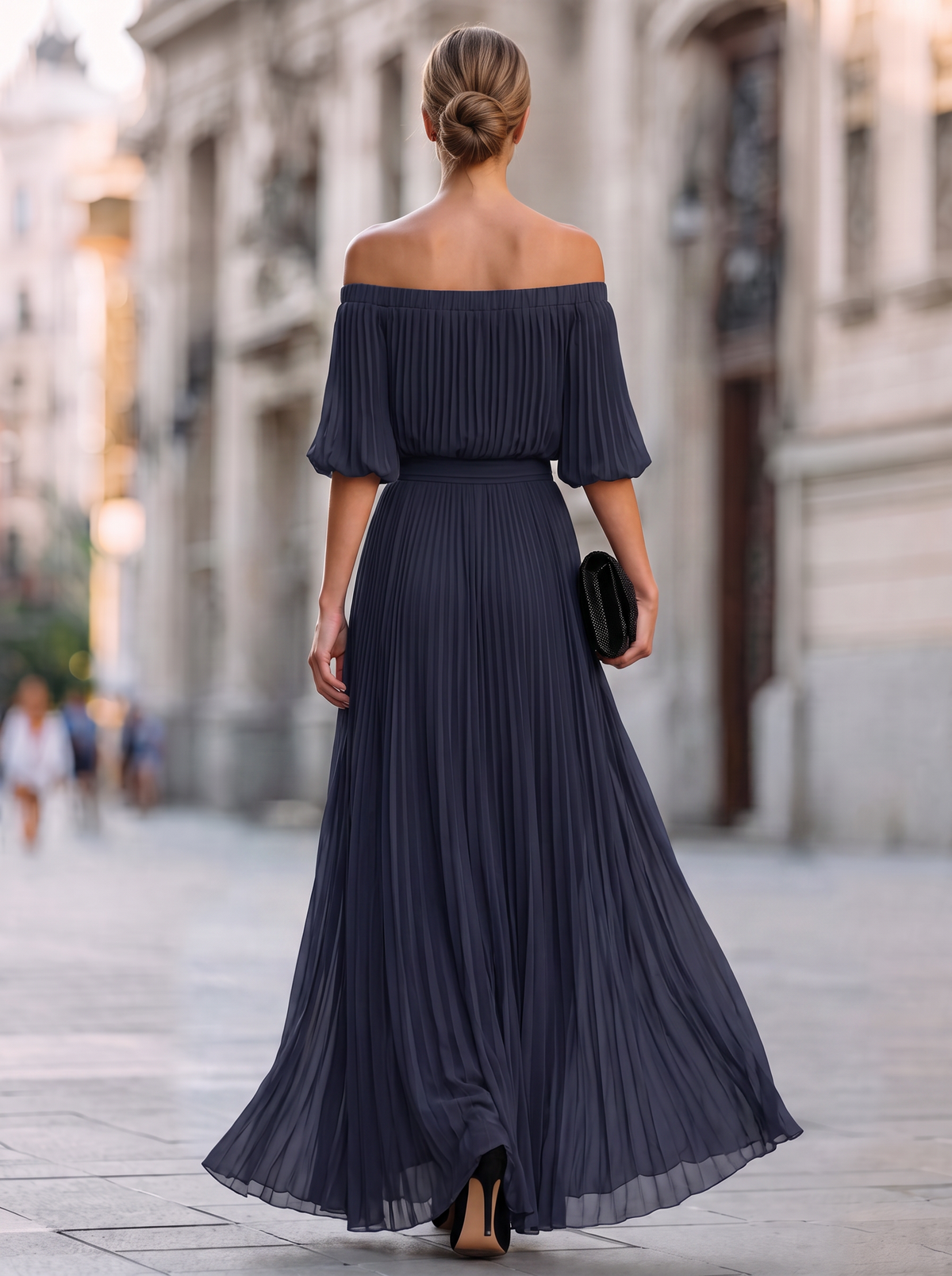 Vestido Invitada de Boda Hombro Largo Descubierto