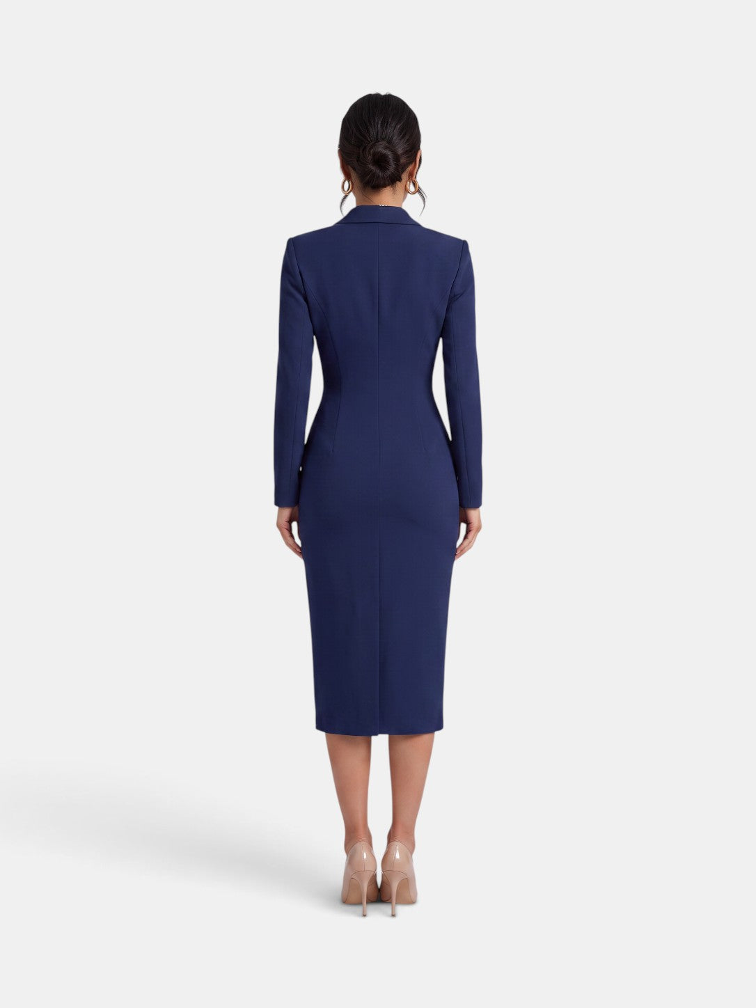 Vestido Blazer Midi Blanco Mujer Premium