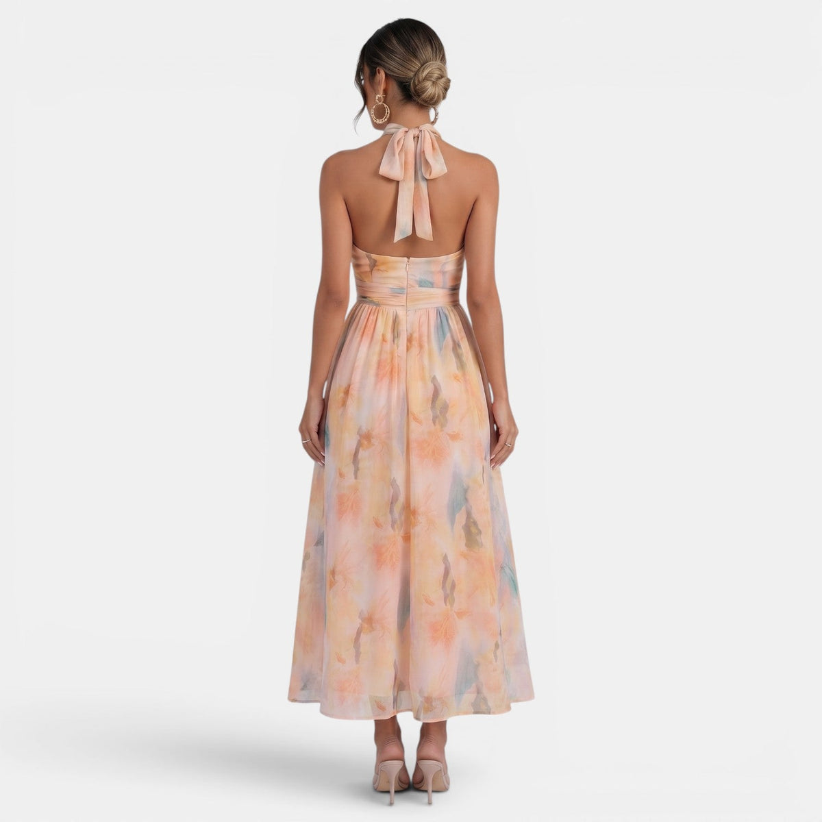 Vestido Mujer Floral Sin Mangas Espalda Abierta