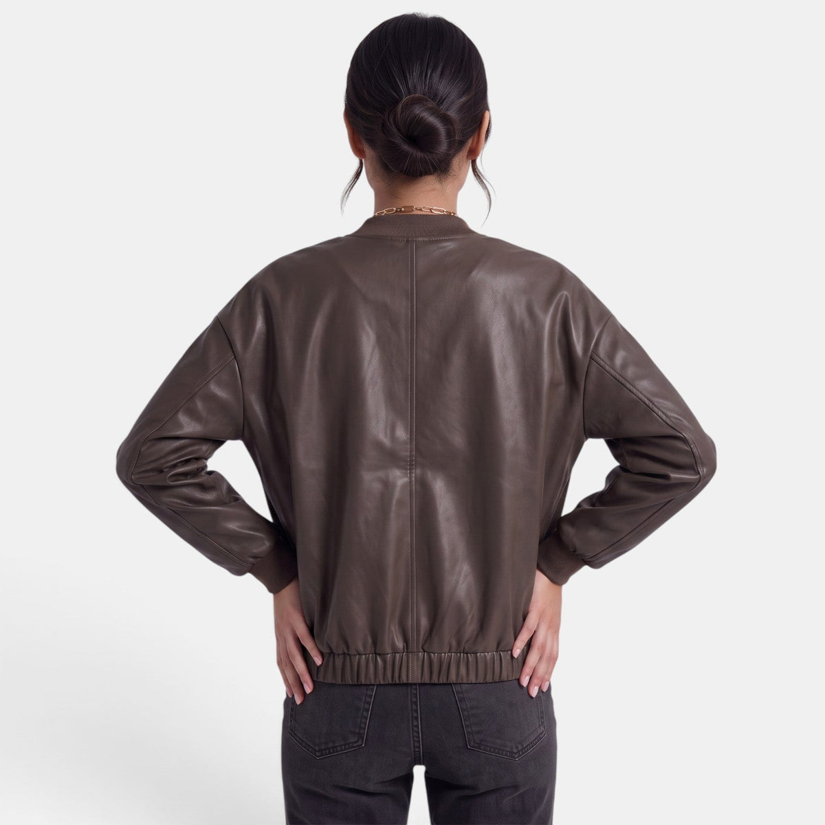 Chaqueta Motera Mujer Efecto Piel