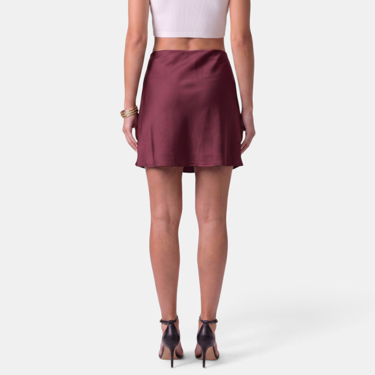 Falda Mini Satinada Mujer con Cordón