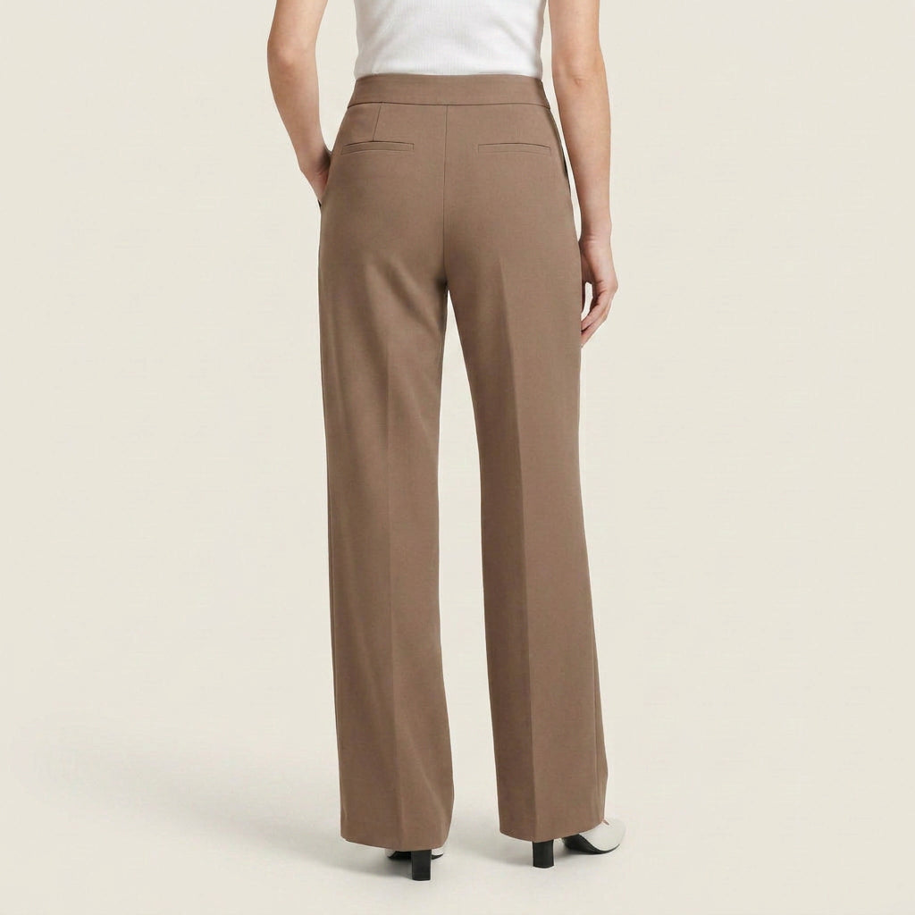 Pantalón Recto de Talle Alto con Pinza Central para Mujer
