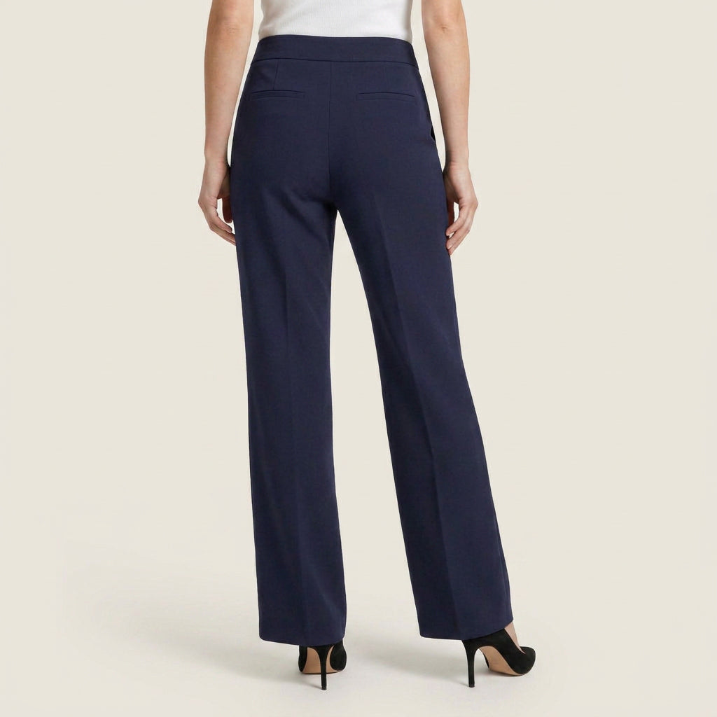 Pantalón Recto de Talle Alto con Pinza Central para Mujer