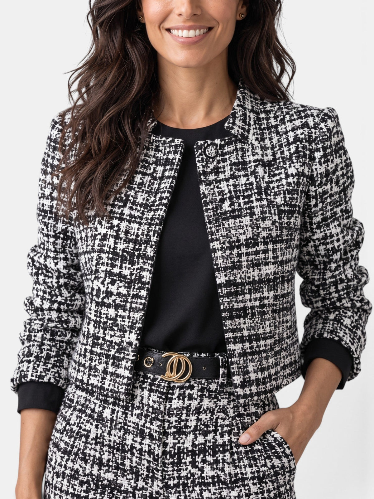 Conjunto Mujer Cuadros Pantalón Ancho