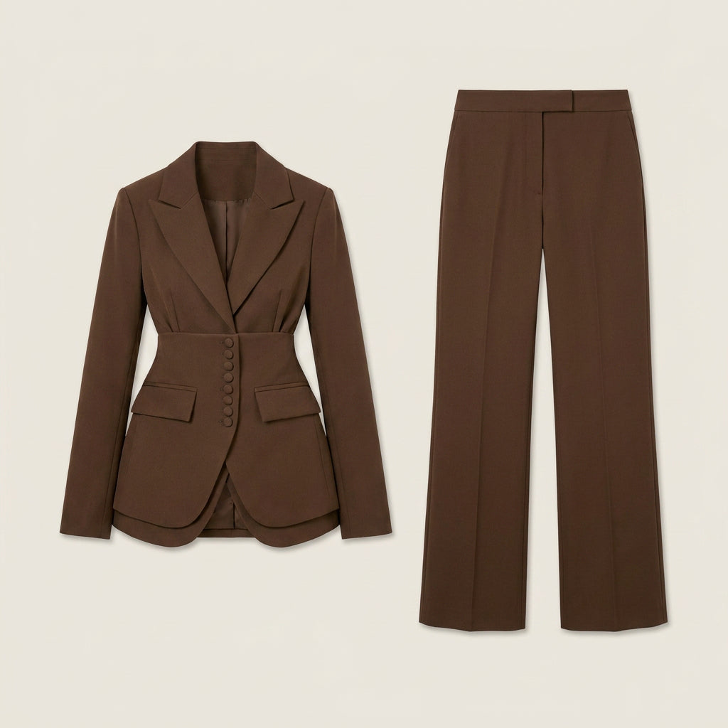 Traje Mujer de Dos Piezas con Americana Entallada y Pantalón