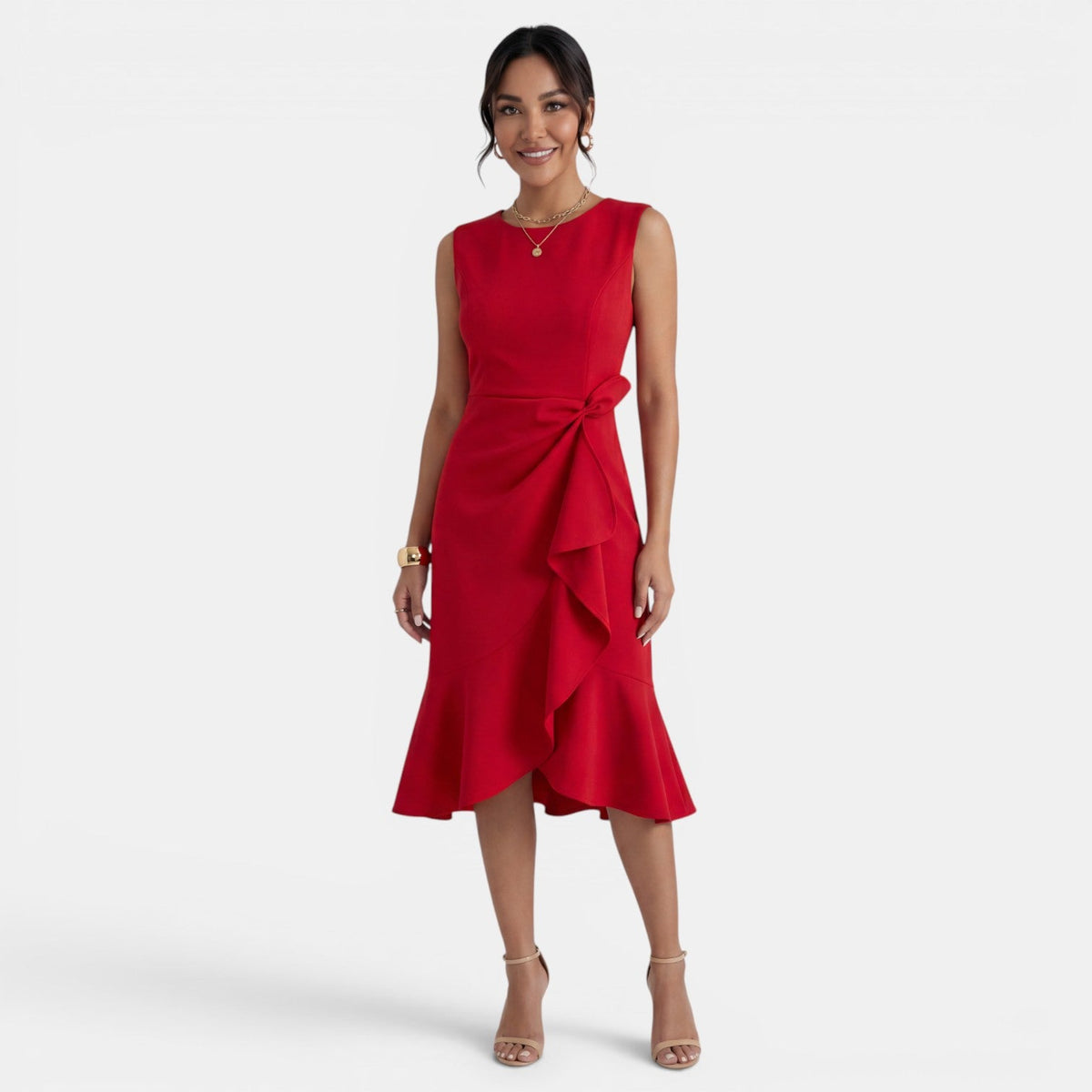 Vestido Midi Mujer Entallado Elegante