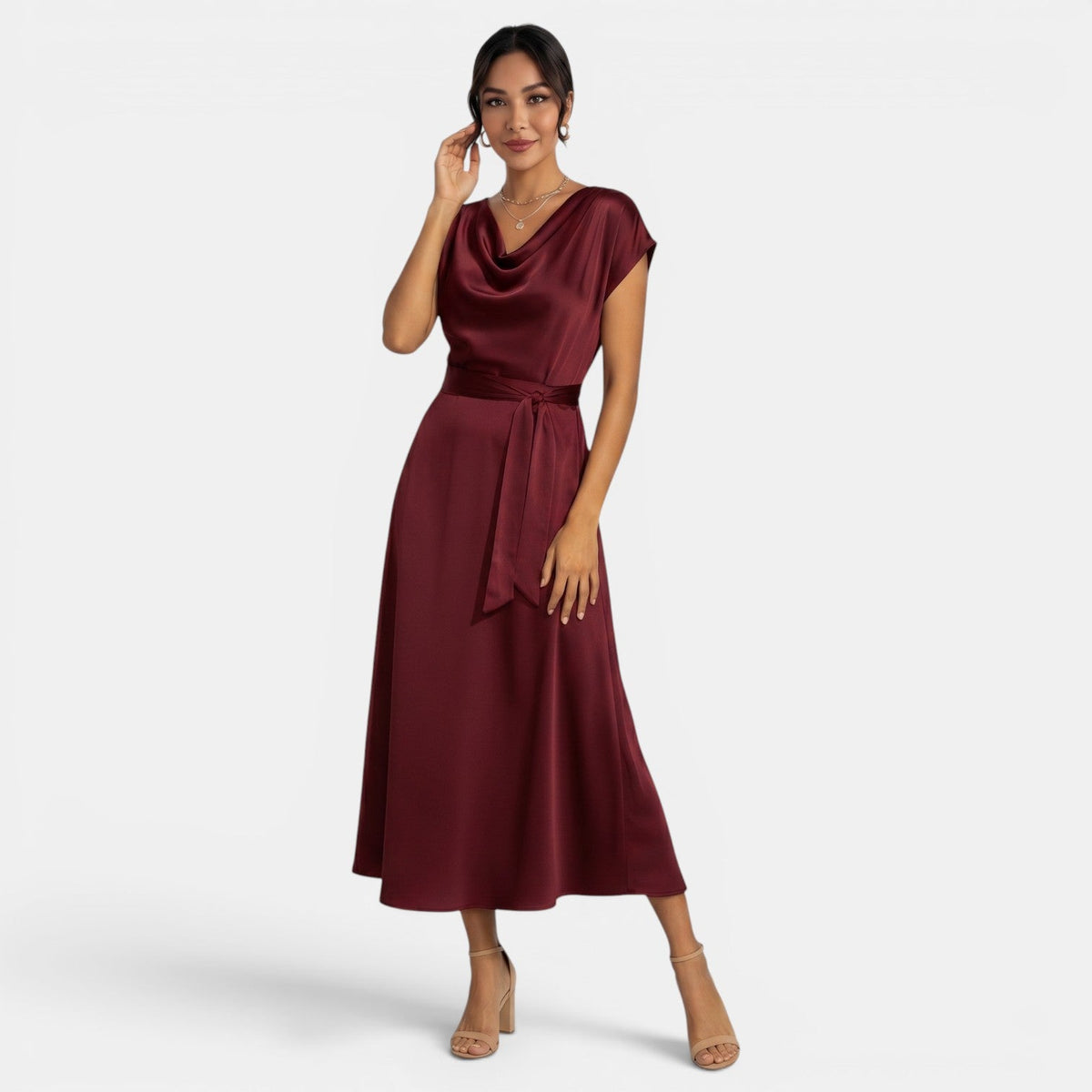 Vestido Midi Elegante de Seda para Mujer