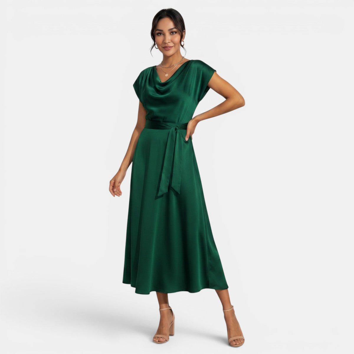 Vestido Midi Elegante de Seda para Mujer