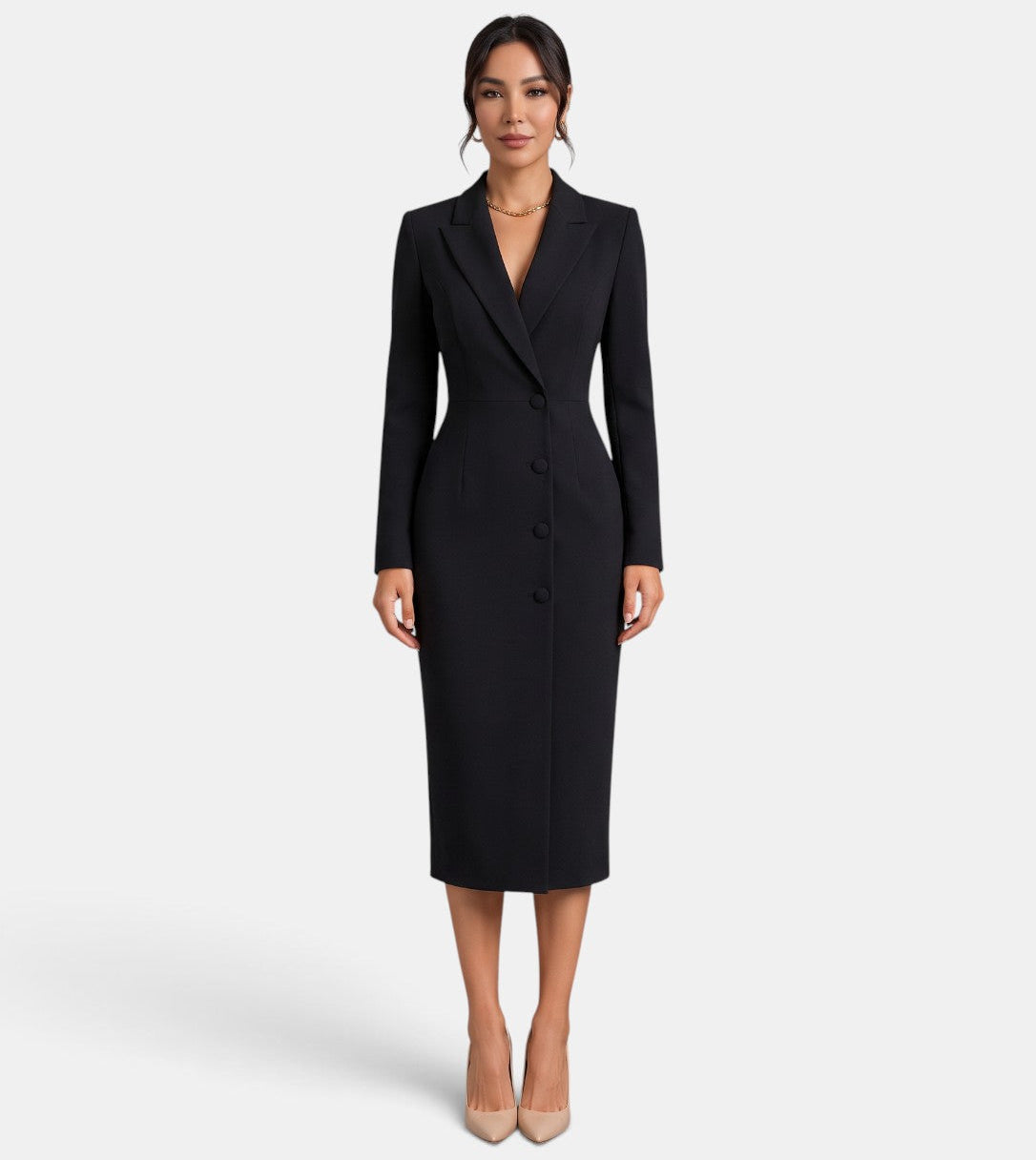 Vestido Blazer Midi Blanco Mujer Premium