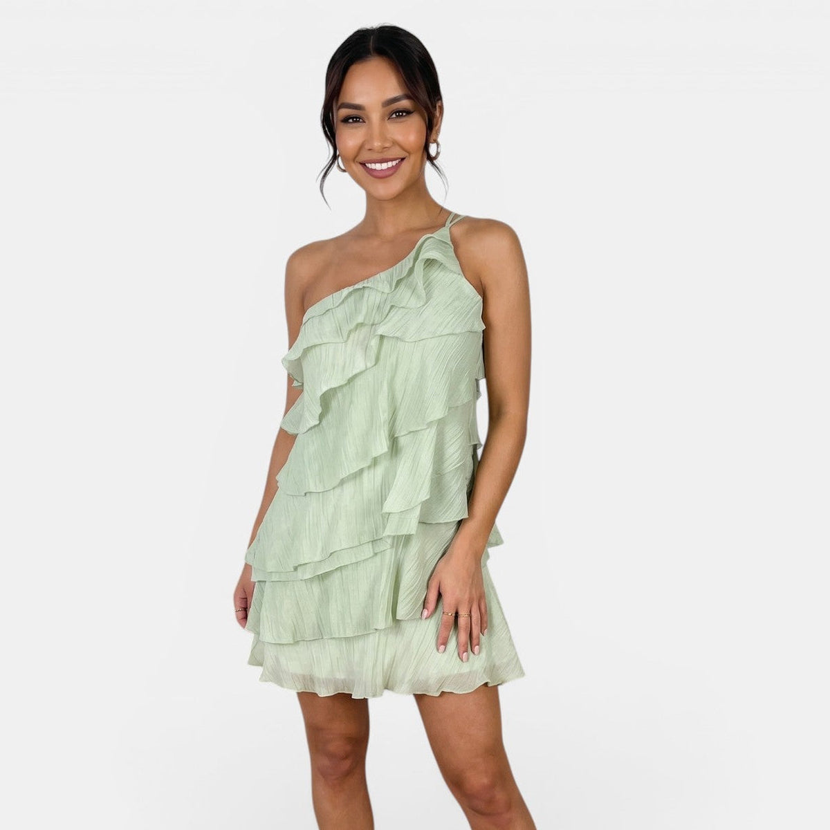 Vestido Mini Halter Mujer – Vestido Bodycon Asimétrico con Volantes para Verano