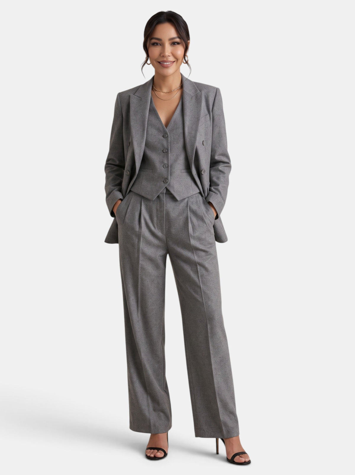 Traje de Mujer de 3 Piezas con Chaleco y Pantalón