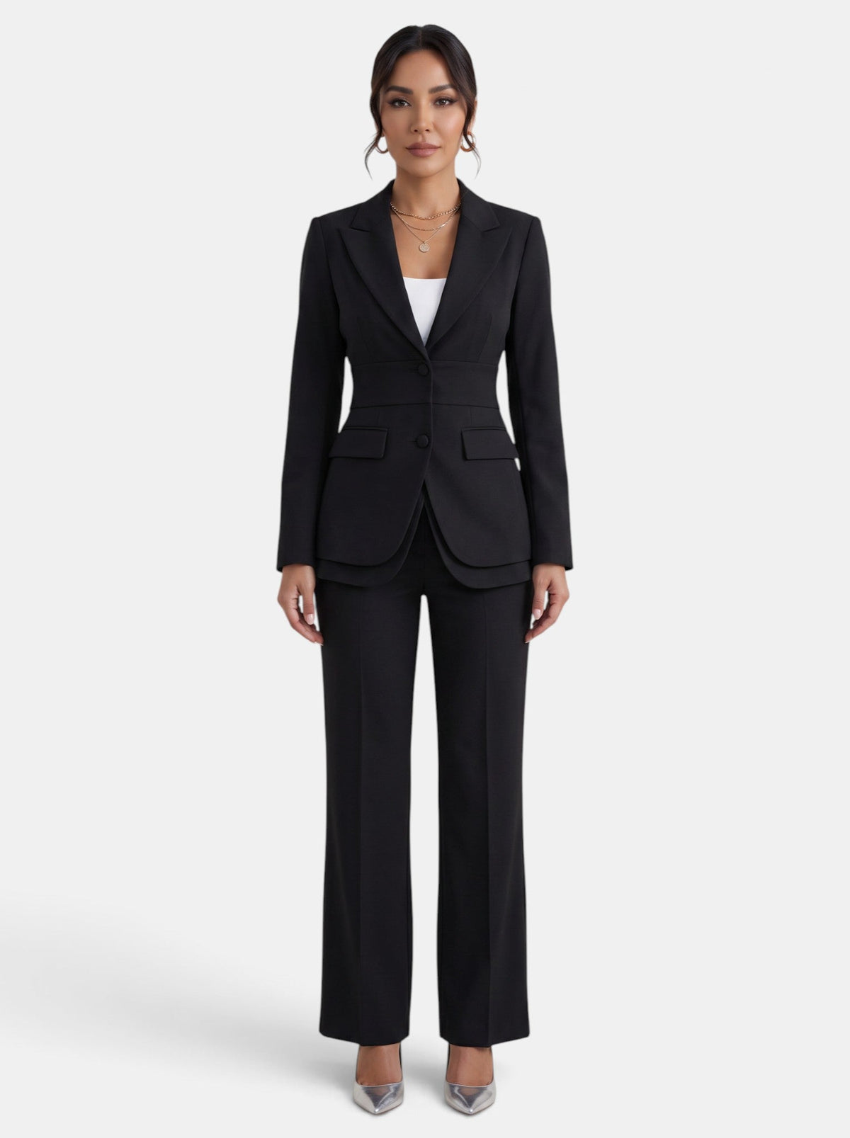 Traje Mujer de Dos Piezas con Americana Entallada y Pantalón