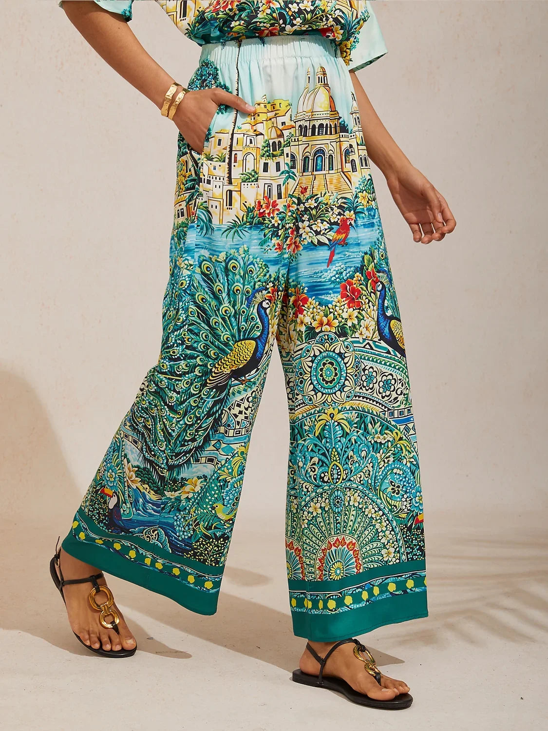 Malva | Pantalón Palazzo de Satén
