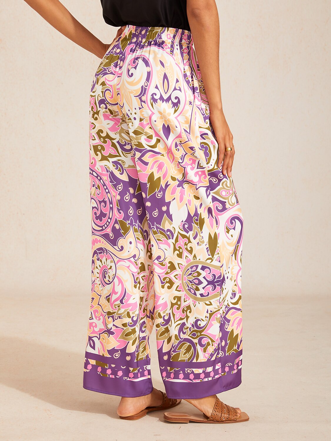 Malva | Pantalón Palazzo de Satén