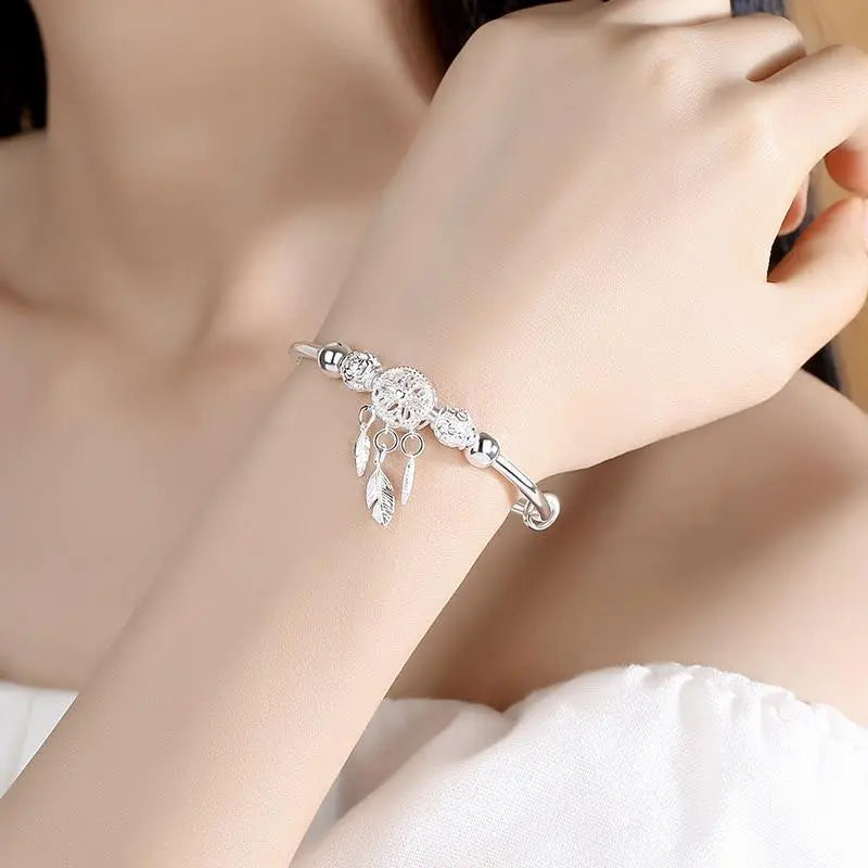 Pulsera Plata con Cólgante Atrapasueños