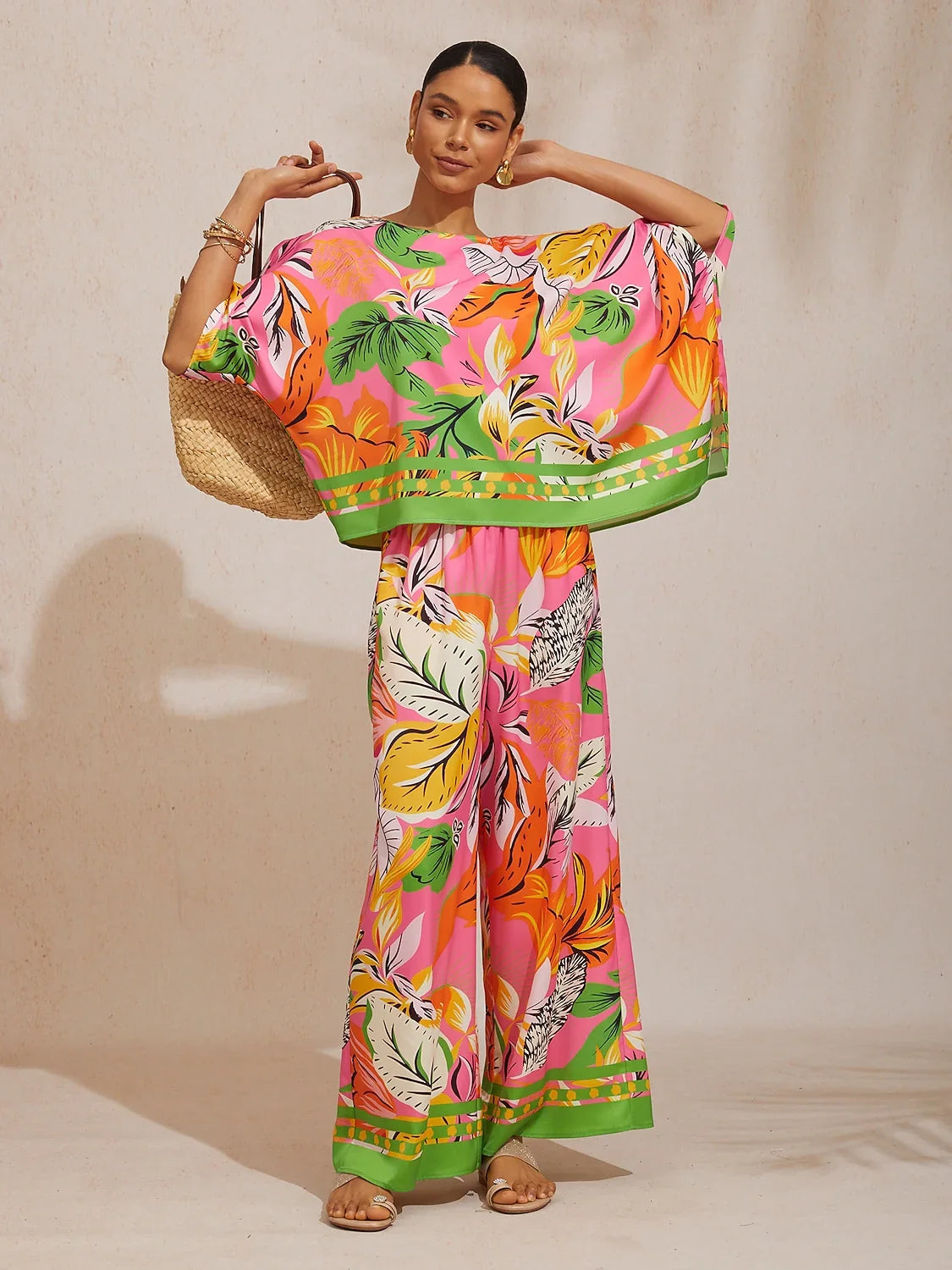 Malva | Pantalón Palazzo de Satén