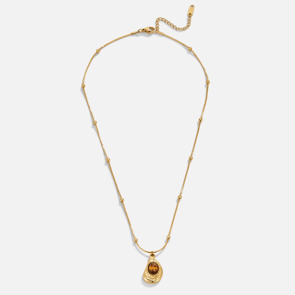 Collar Elegante Oro con Ojo de Tigre