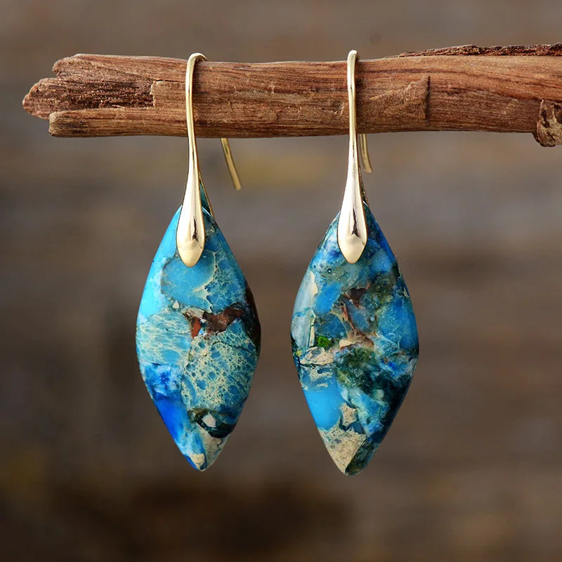 Pendientes Gota con Piedra Natural