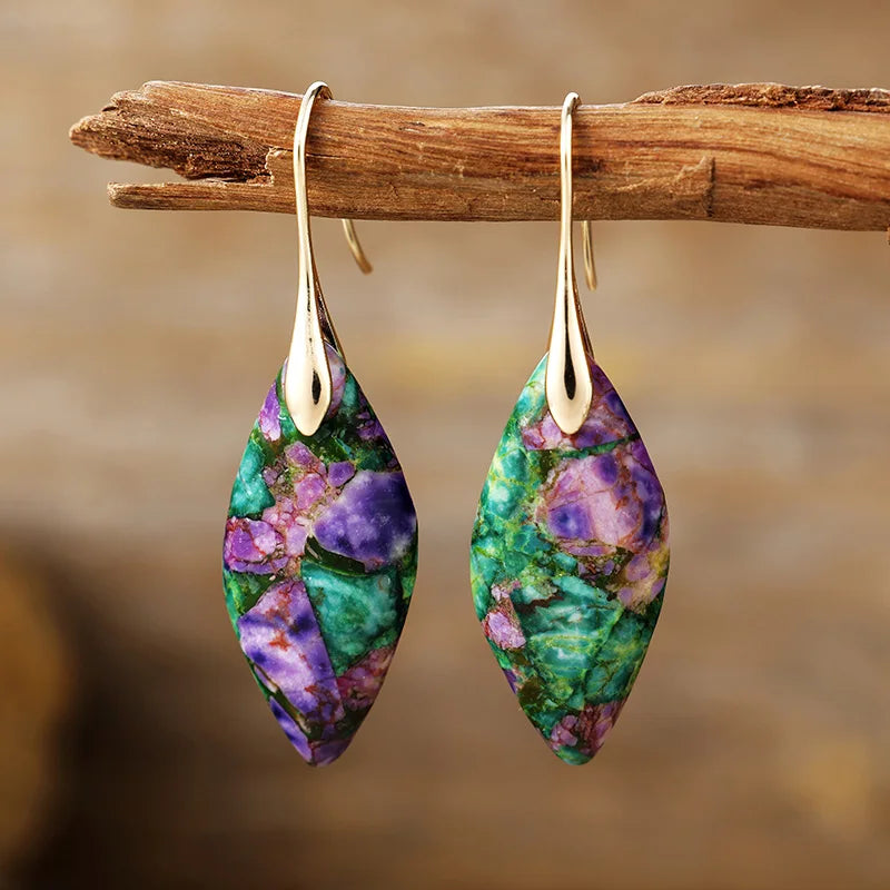 Pendientes Gota con Piedra Natural