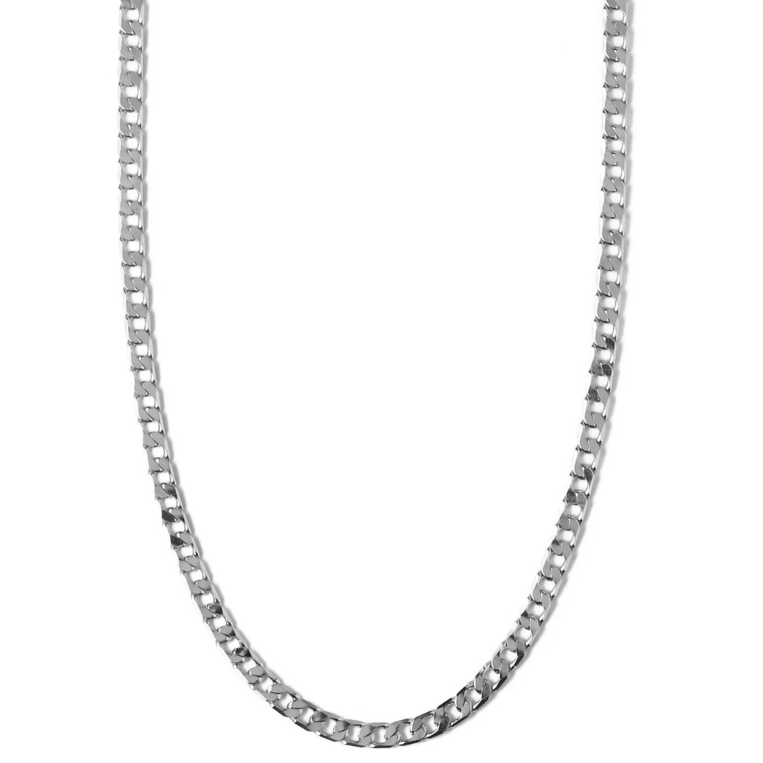 Collar Cadena Curb Plana Oro Blanco